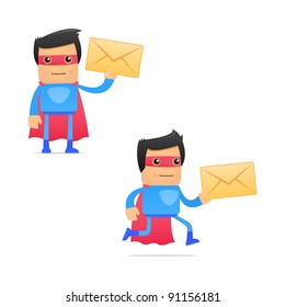 set of funny cartoon superhero in various poses for use in presentations, etc.