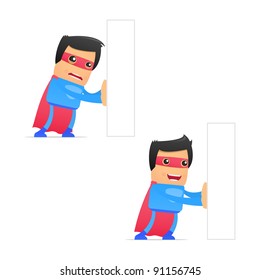 set of funny cartoon superhero in various poses for use in presentations, etc.