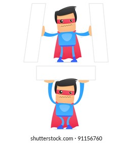 set of funny cartoon superhero in various poses for use in presentations, etc.