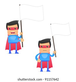 set of funny cartoon superhero in various poses for use in presentations, etc.