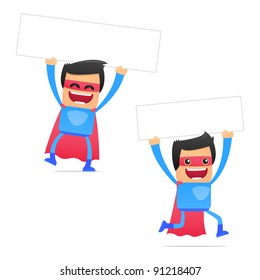 set of funny cartoon superhero in various poses for use in presentations, etc.