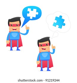 set of funny cartoon superhero in various poses for use in presentations, etc.