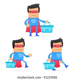 set of funny cartoon superhero in various poses for use in presentations, etc.