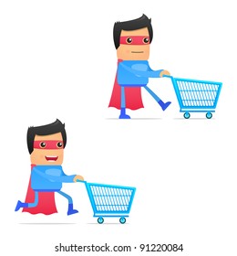 set of funny cartoon superhero in various poses for use in presentations, etc.