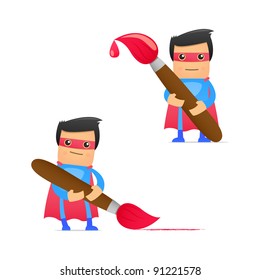 set of funny cartoon superhero in various poses for use in presentations, etc.