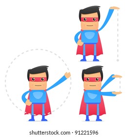 set of funny cartoon superhero in various poses for use in presentations, etc.