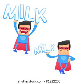 set of funny cartoon superhero in various poses for use in presentations, etc.