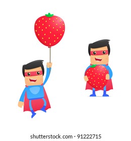 set of funny cartoon superhero in various poses for use in presentations, etc.