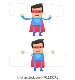 set of funny cartoon superhero in various poses for use in presentations, etc.