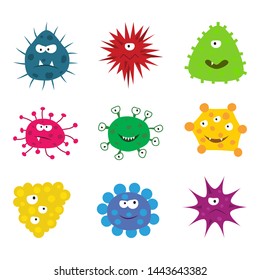 Set of funny cartoon viruses, vector