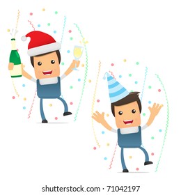 set of funny cartoon worker in various poses for use in presentations, etc.