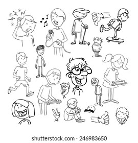 set of funny cartoons, Vector illustration.