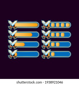 set of funny casual blade progress bar for game ui asset elements vector illustration