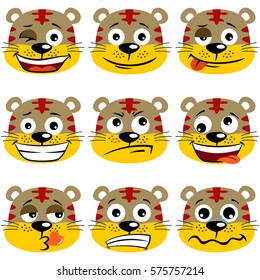Set of funny cat facial expressions, vector cartoon illustration. Eps 10