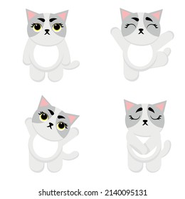 conjunto de imágenes vectoriales de gatos divertidos eps 10