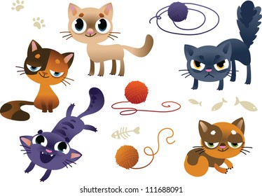 Set of funny cats