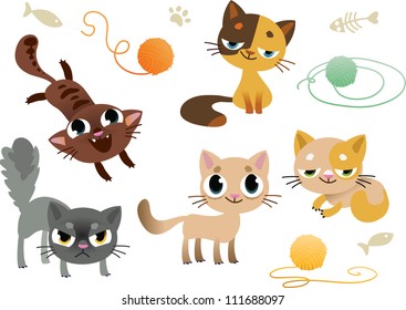 Set of funny cats