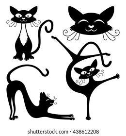 Set of funny cats.