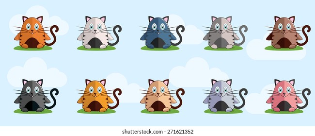 Set of funny cats Collection of cat
