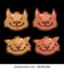 Set of funny cats heads. Vector illustration.