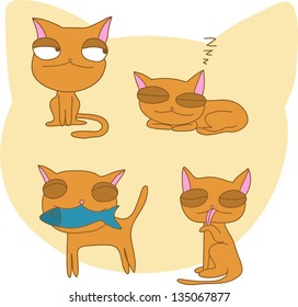 Set of Funny cats. Vector illustration