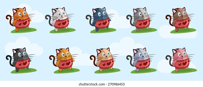 Set of funny cats for winter Collection of cats in sweaters