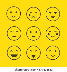 Set of funny character cartoon smiley emodzy design template