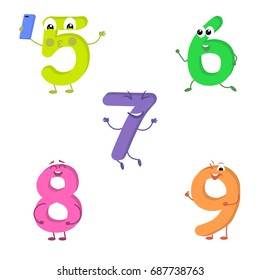 Set of funny characters from numbers 2. Vector illustration in cartoon style on a white background.