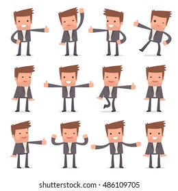 Set of Funny and Cheerful Character Competitor showing thumb up as a symbol of approval for using in presentations, etc.