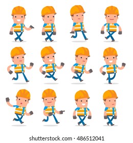 Set of Funny and Cheerful Character Constructor goes and runs poses for using in presentations, etc.
