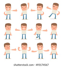 Set of Funny and Cheerful Character Customer showing thumb up as a symbol of approval for using in presentations, etc.