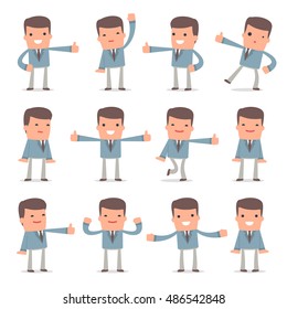 Set of Funny and Cheerful Character Graduate Student showing thumb up as a symbol of approval for using in presentations, etc.
