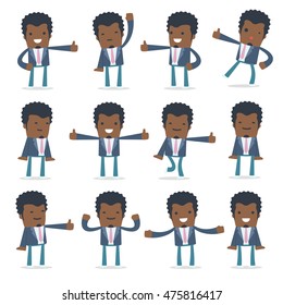 Set of Funny and Cheerful Character Startup entrepreneur showing thumb up as a symbol of approval for using in presentations, etc.