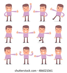 Set of Funny and Cheerful Character Stylist showing thumb up as a symbol of approval for using in presentations, etc.