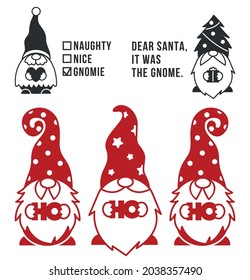 Set of Funny Christmas Gnomes. Holiday Gnomes