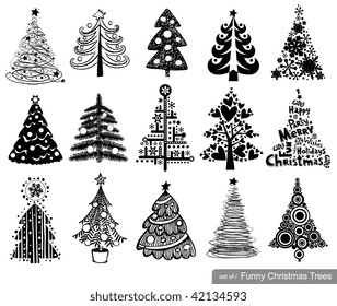 Set of Funny Christmas Trees. 15 designs in one file. To see similar sets visit my gallery.
