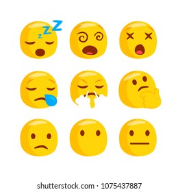 Set of funny classic emojis. Isolated Vector Illustration. Flat style