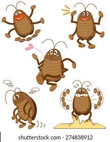 Set Of Funny Cockroach