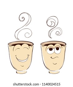 Set of funny coffee characters. Choose your emotion.