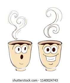 Set of funny coffee characters. Choose your emotion.