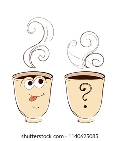 Set of funny coffee characters. Choose your emotion.