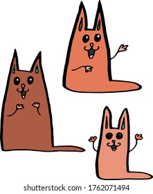 set of funny colored cats cartoons vector freehand drown image