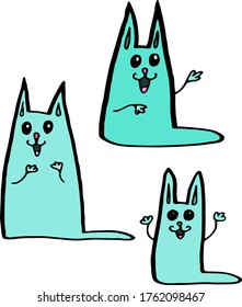 set of funny colored cats cartoons vector freehand drown image
