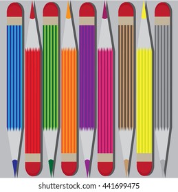 set of funny and colored pencils