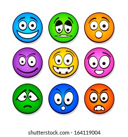 Set of funny colorful cartoon emoticons.