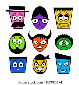Set of funny colorful characters.