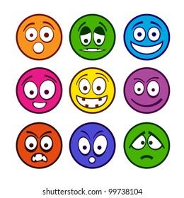 Set of funny colorful emotions.