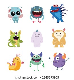 Set of funny, colorful monsters