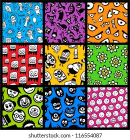 Set of funny colorful seamless patterns.