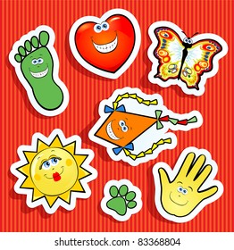 Set of funny colorful stickers, vector